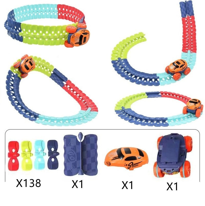 Pista de Corrida Mágica Flexível + Carrinho Elétrico